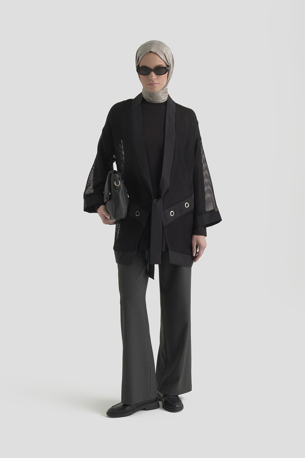 Armine Trend File Detaylı Önden Bağlamalı Tunikli İkili Takım Siyah 26YT670