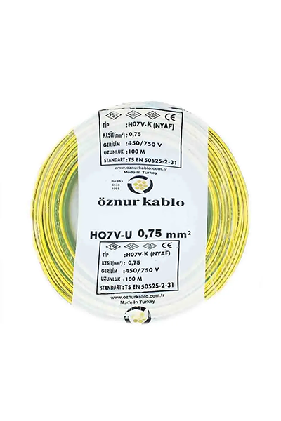 OZN-NYAF(1x0.75mm²)-S/YÖznur NYAF 1x0,75mm² Sarı Yeşil Renki Kablo