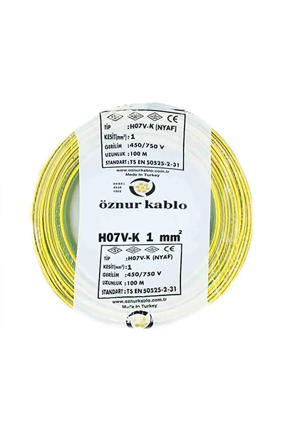 OZN-NYAF(1x1mm²)-S/YÖznur NYAF 1x1mm² Sarı Yeşil Renki Kablo