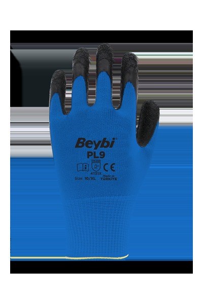 CHLR2368 10-CT-MV-SYBeybi PL9 Polyester Örme Lateks Eldiven NO: 10 - Çift - Mavi\SiyahBeybi PL9 Polyester Örme Lateks Eldiven NO: 10 - Çift{ubercoelektromarket}