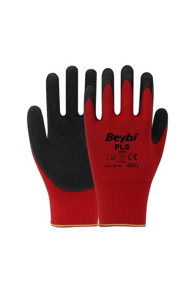 CHLR2368 9-CT-KR-SYBeybi PL9 Polyester Örme Lateks Eldiven NO: 9 - Çift - Kırmızı\SiyahBeybi PL9 Polyester Örme Lateks Eldiven NO: 9 - Çift{ubercoelektromarket}