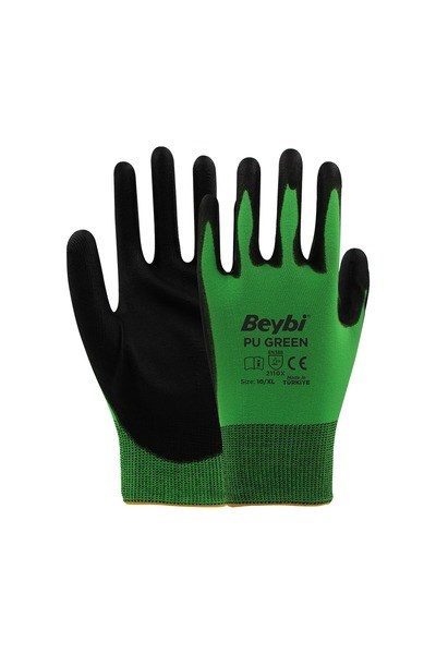 CEHR2456 7-CT-YS-SYBeybi Pu Green Poliüretan Kaplı Polyester Örme Eldiven Yeşil/Siyah - NO: 7 - ÇiftBeybi Pu Green Poliüretan Kaplı Polyester Örme Eldiven{ubercoelektromarket}