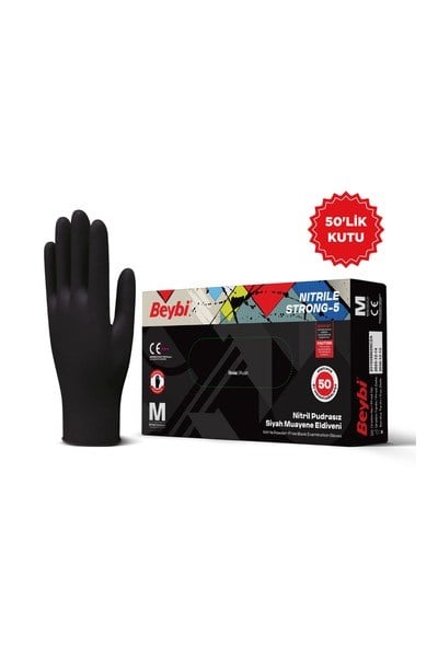 B62EPPAJ3S M-KTBeybi Strong-5 Pudrasız Siyah Nitril Muayene Eldiveni - 50'lik Kutu M - KutuBeybi Strong-5 Pudrasız Siyah Nitril Muayene Eldiveni - 50lik{ubercoelektromarket}