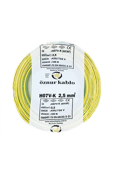 OZN-NYAF(1x25mm²)-S/YÖznur NYAF 1x25mm² Sarı Yeşil Renk Kablo
