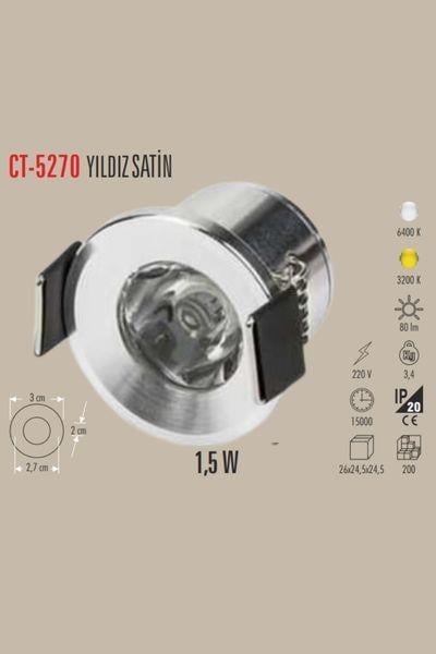 CT-5270SB1.5W YILDIZ SPOT POWER LEDLİ (SATİN KASA)(BEYAZ)CATA CT-5270SB 1.5W YILDIZ SPOT SATİN BEYAZ -- CATA -- ubercoelektromarket