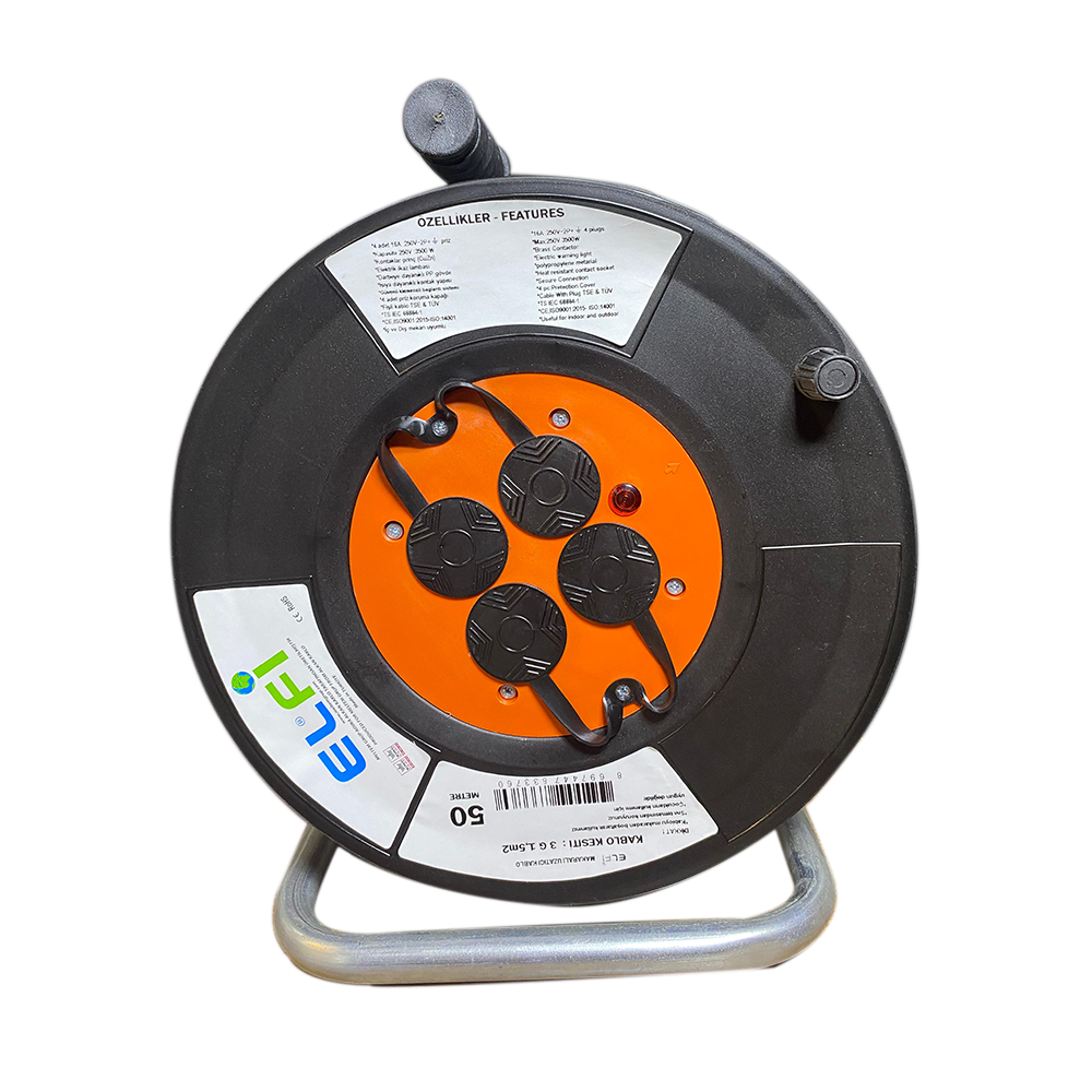 Elfi Makaralı Kablo 50 Metre 3 G 1,5MM Siyah