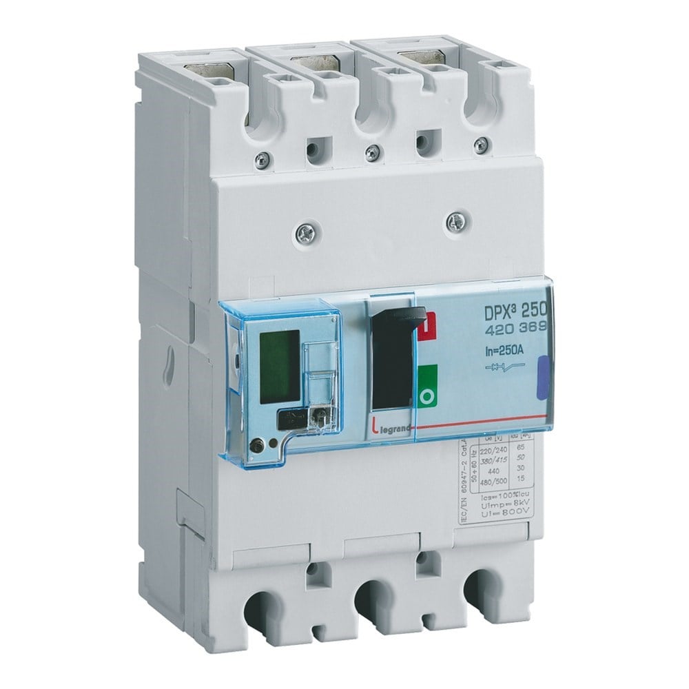 LEGRAND 420549Legrand DPX3 250 Kompakt Şalter - Elektronik (toprak hatasına karşı koruma) - 3 kutup - Icu(kA) 50 - In(A) 250Legrand DPX3 250 Kompakt Şalter - Elektronik (toprak{ubercoelektromarket}