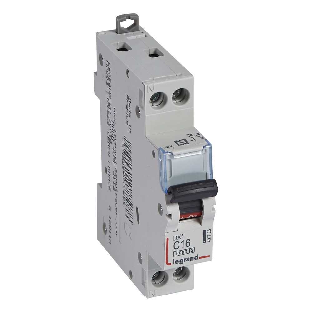 LEGRAND 407728Legrand DX3 6 kA Otomatik Sigortalar - C tipi - 1 kutup+nötr* - In(A) 16Legrand DX3 6 kA Otomatik Sigortalar - C tipi - 1{ubercoelektromarket}
