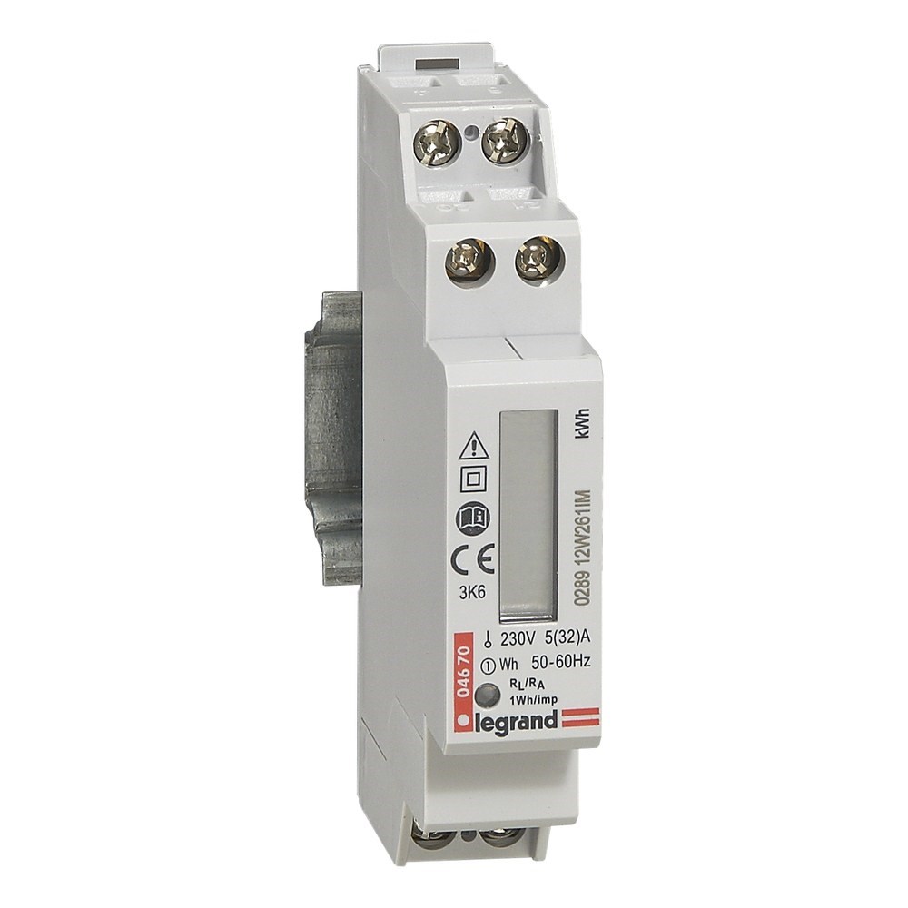 LEGRAND 004670Legrand Ray tipi Direkt bağlantı Tek fazlı sayaç 32A Non-MID 1 modül darbe çıkışlıLegrand Güç ölçer{ubercoelektromarket}