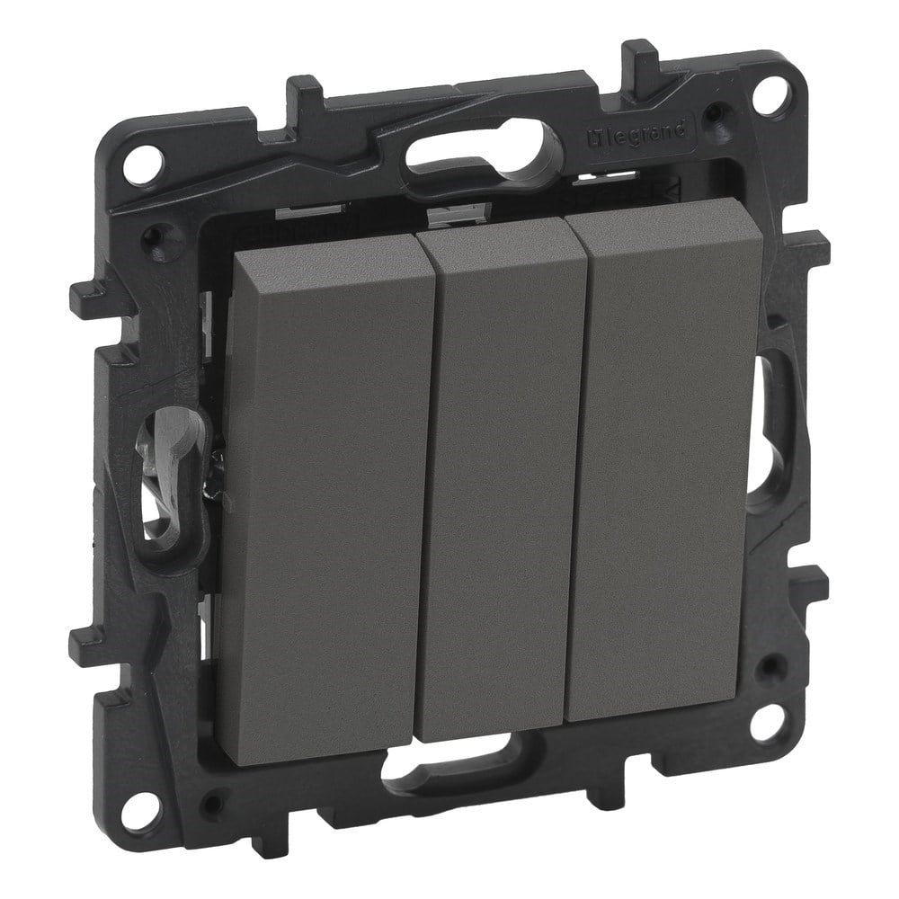 LEGRAND 768803Legrand Kumanda Mekanizmaları - Üçlü anahtar - TitanyumLegrand Kumanda Mekanizmaları - Üçlü anahtar - Titanyum{ubercoelektromarket}