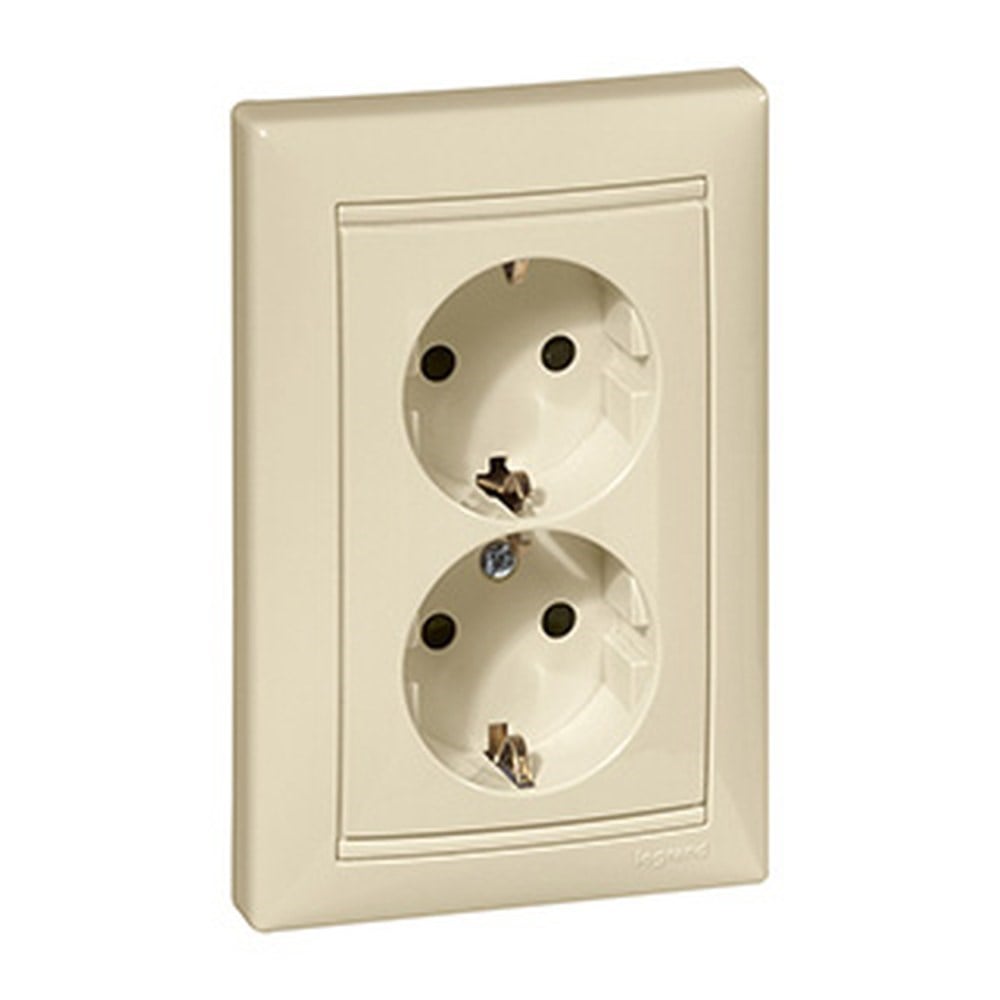 LEGRAND 774371Legrand Prizler - 2'li çocuk korumalı topraklı priz (komple ürün) - BejLegrand Prizler - 2li çocuk korumalı topraklı priz (komple{ubercoelektromarket}