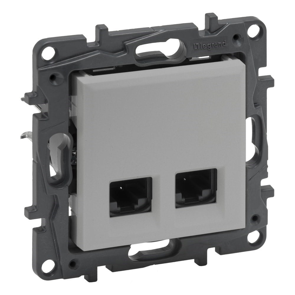 LEGRAND 768240Legrand Telefon ve Data Prizleri - 2xRJ45 priz, Cat6 UTP - AlüminyumLegrand Telefon ve Data Prizleri - 2xRJ45 priz, Cat6 UTP{ubercoelektromarket}