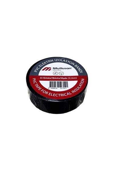 Mutlusan 065 133 001019 0.13mmx19mmx10yds(9.14m) PVC Elektrik İzolasyon Bandı Siyah Renk