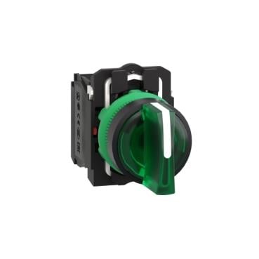 Schneider yeşil eksiksiz ışıklı mandal buton Ø22 3 konumlu sabit 1NA+1NK 230V