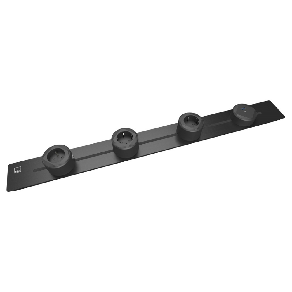 1074870EAE E-Flux IN Raylı Gömme Priz, 3 Şebeke, 1 USB Type A+C 20W Siyah (EFS750-IN){ubercoelektromarket}