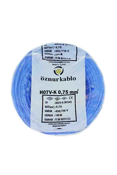 OZN-NYAF(1x0.75mm²)-MAVIÖznur NYAF 1x0,75mm² Mavi Kablo