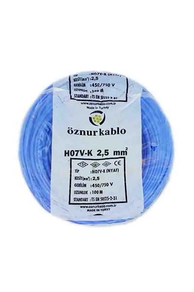 OZN-NYAF(1x2.5mm²)-MAVIÖznur NYAF1x2,5mm² Mavi Renk Kablo