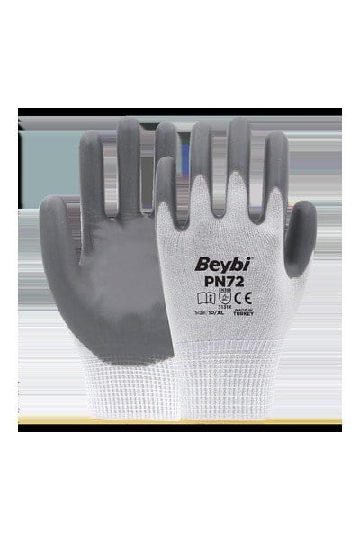 HJTUX346 10-CT-BY-GRBeybi PN72 Polyester Örme Nitril Eldiven NO: 10 - Çift - Beyaz\GriBeybi PN72 Polyester Örme Nitril Eldiven NO: 10 - Çift{ubercoelektromarket}