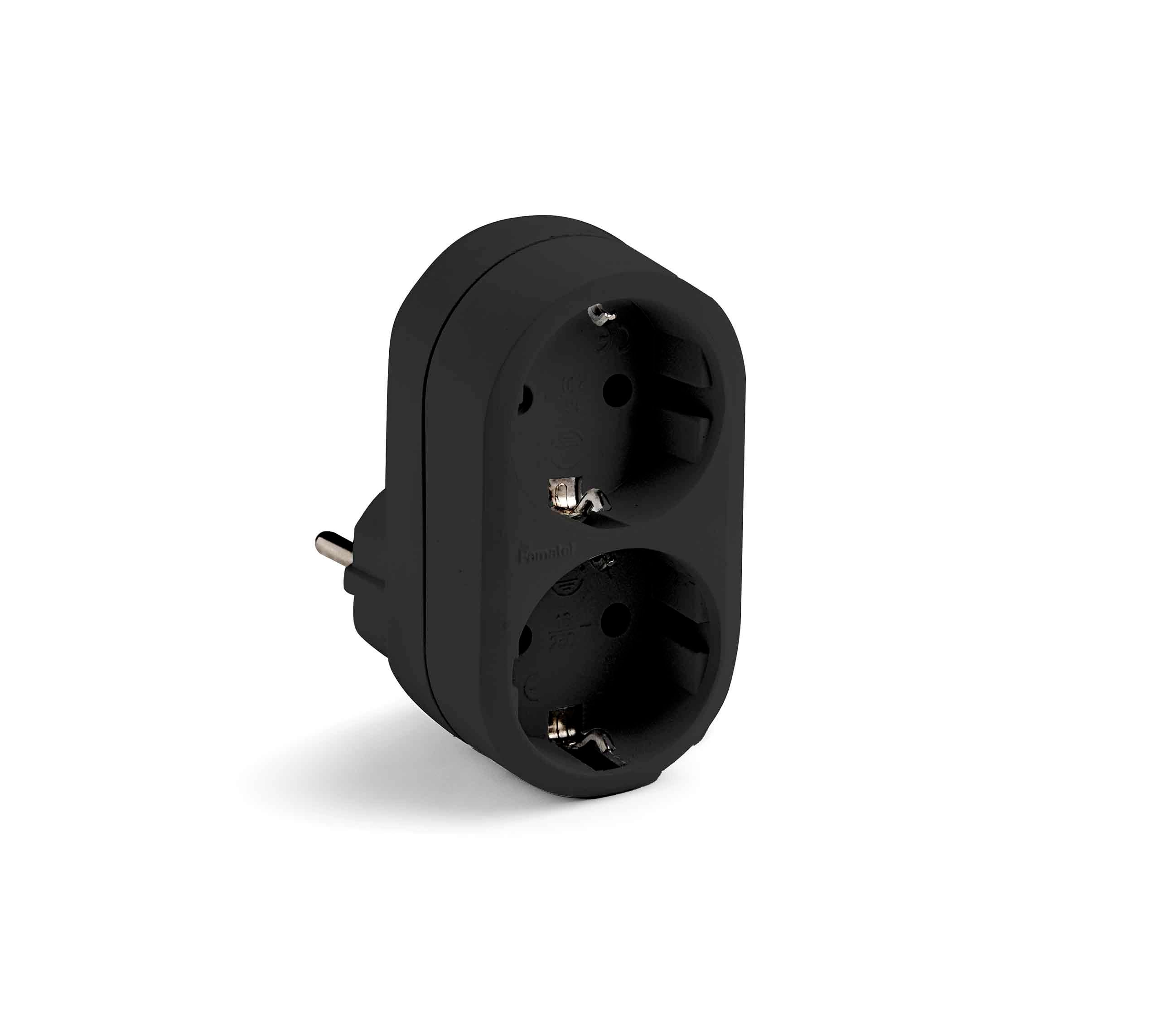 Famatel Adaptör 2â€ li 16A 250V Siyah Nuevos adaptadores