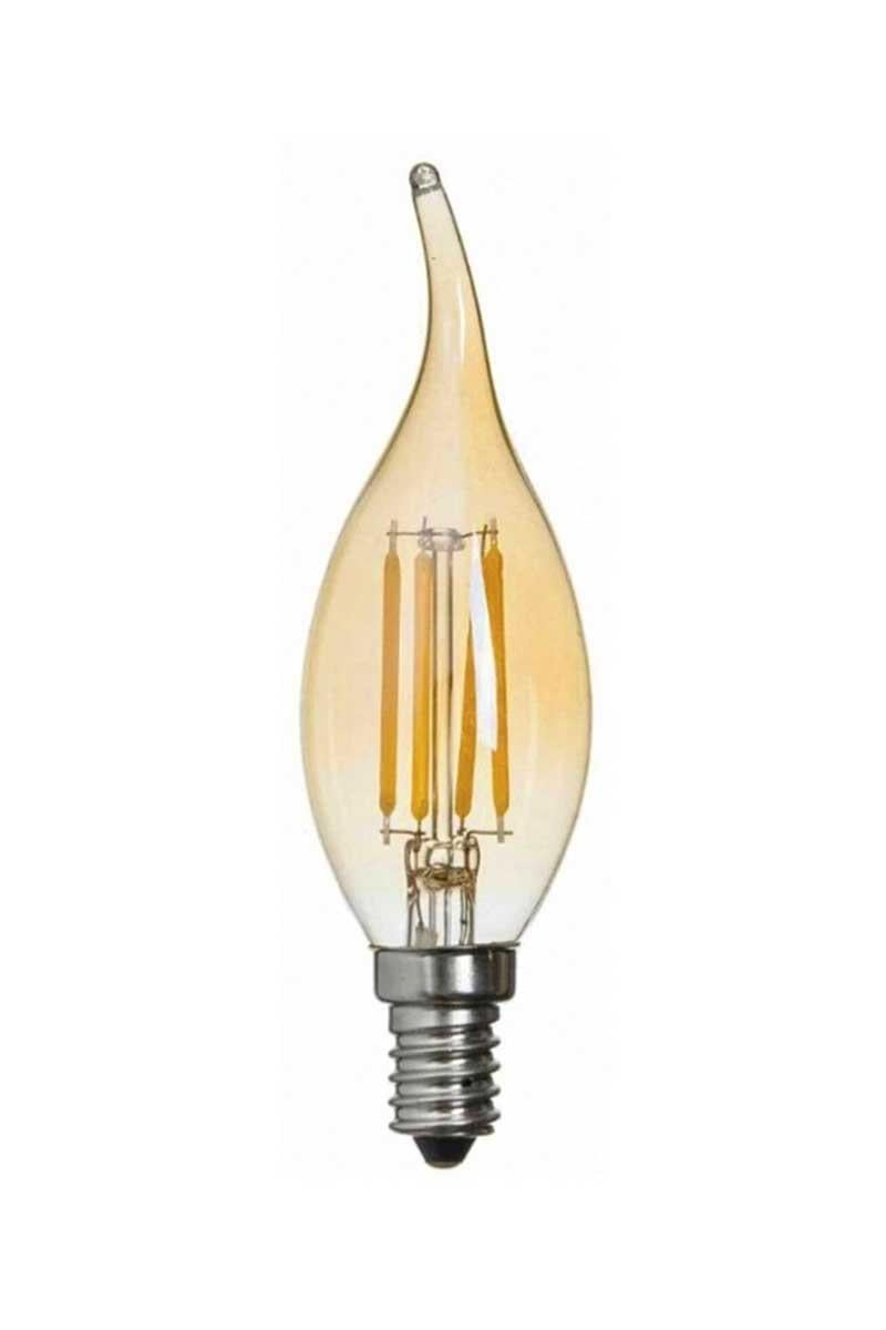 Global K2 KES600 4W E14 2700K Sarı Led Flamanlı Kıvrık Buji Rustik Ampul