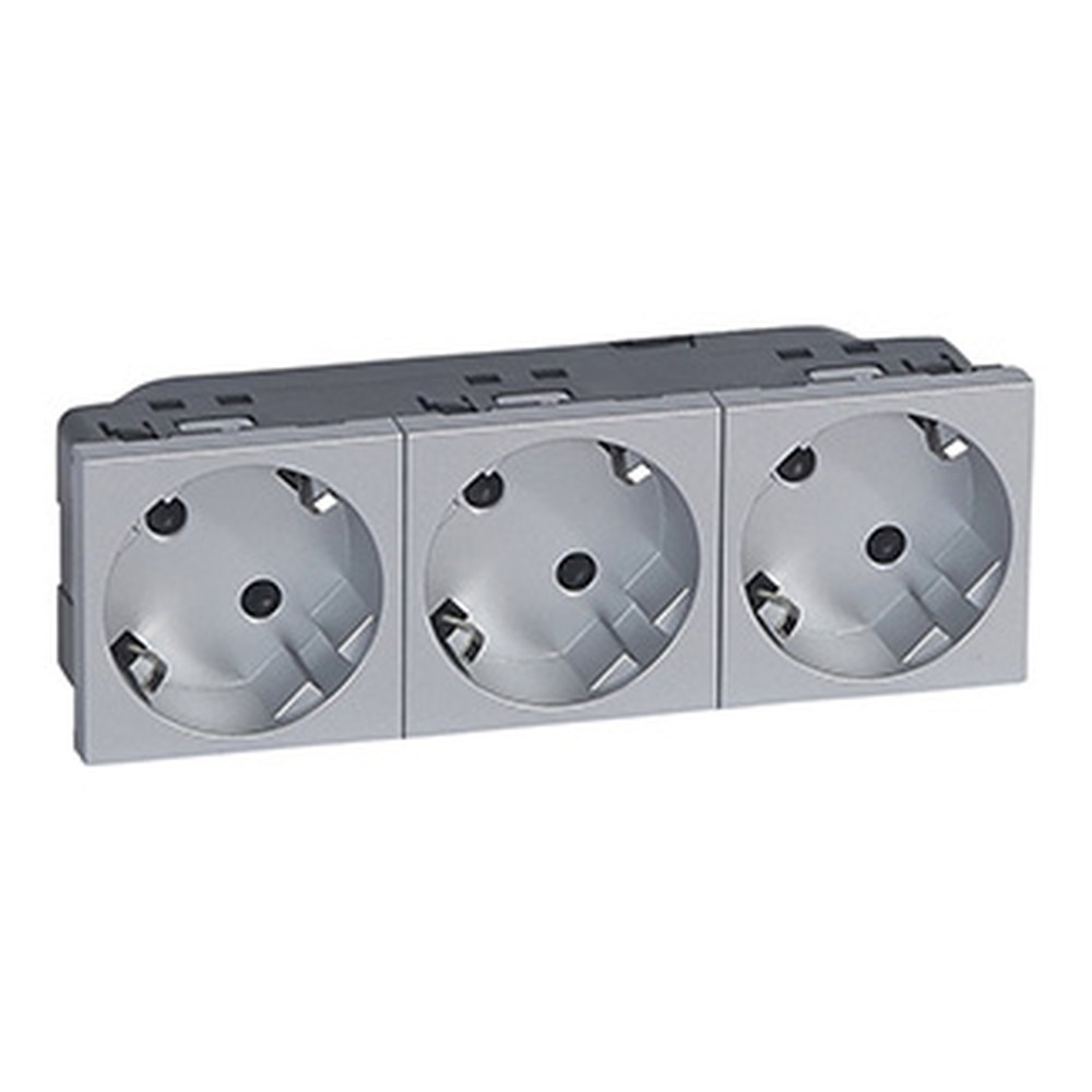 LEGRAND 079283Legrand Alman STD. 45º Açılı Otomatik Bağlantılı Topraklı Prizler - 3x45° açılı - AlüminyumLegrand Alman STD. 45º Açılı Otomatik Bağlantılı Topraklı{ubercoelektromarket}