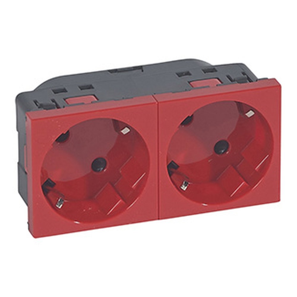LEGRAND 077272Legrand Alman STD. 45º Açılı Otomatik Bağlantılı Topraklı Prizler - 2x45° açılı - KırmızıLegrand Alman STD. 45º Açılı Otomatik Bağlantılı Topraklı{ubercoelektromarket}