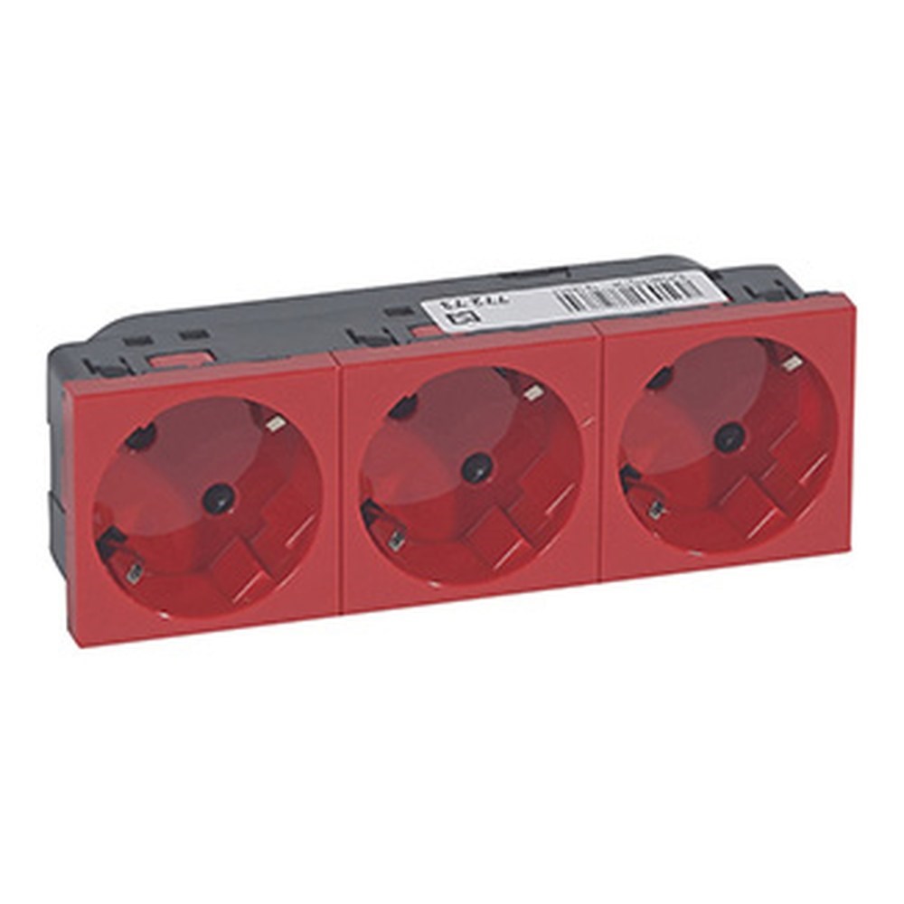 LEGRAND 077273Legrand Alman STD. 45º Açılı Otomatik Bağlantılı Topraklı Prizler - 3x45° açılı - KırmızıLegrand Alman STD. 45º Açılı Otomatik Bağlantılı Topraklı{ubercoelektromarket}