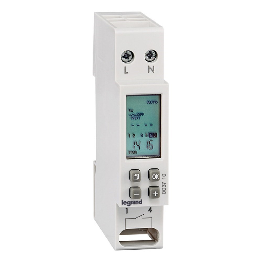 LEGRAND 003710Legrand Dijital zaman saati haftalık 230V AC 1NA 1 modülLegrand Dijital zaman saati haftalık 230V AC 1NA 1 modül{ubercoelektromarket}