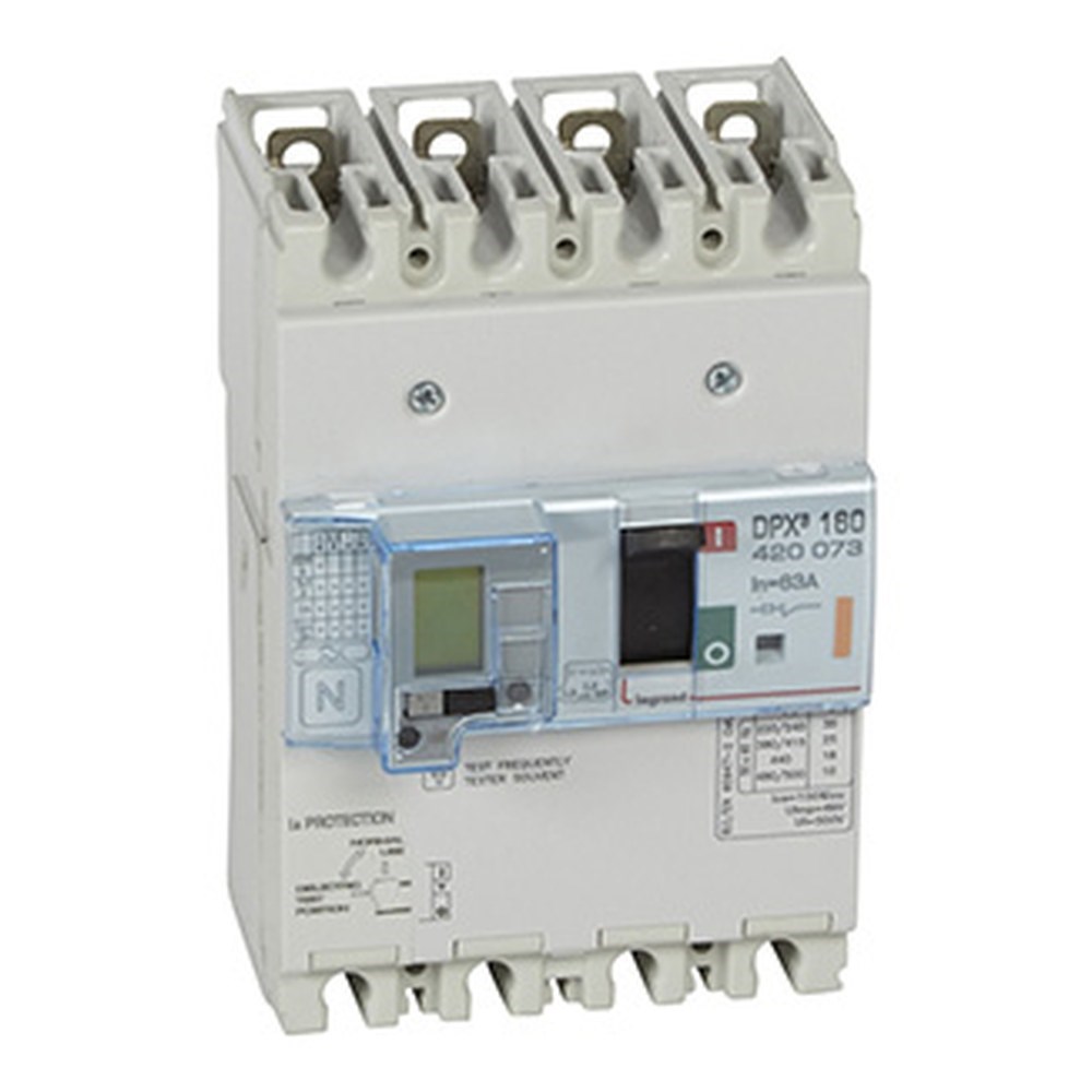 LEGRAND 420073Legrand DPX3 160 Kompakt Şalter - Termik manyetik - 4 kutup - Entegre kaçak akım modüllü - Icu(kA) 25 - In(A) 63Legrand DPX3 160 Kompakt Şalter - Termik manyetik - 4 kutup{ubercoelektromarket}