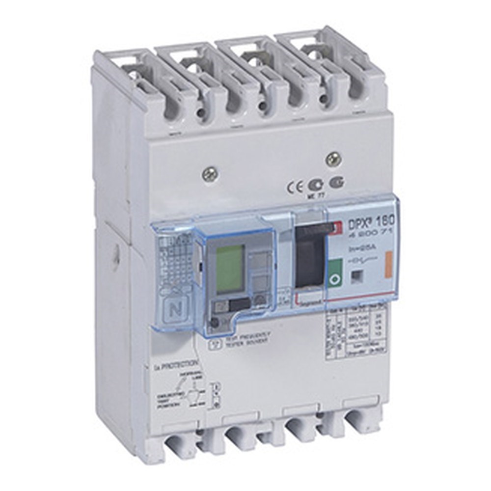 LEGRAND 420071Legrand DPX3 160 Kompakt Şalter - Termik manyetik - 4 kutup - Entegre kaçak akım modüllü - Icu(kA) 25 - In(A) 25Legrand DPX3 160 Kompakt Şalter - Termik manyetik - 4 kutup{ubercoelektromarket}