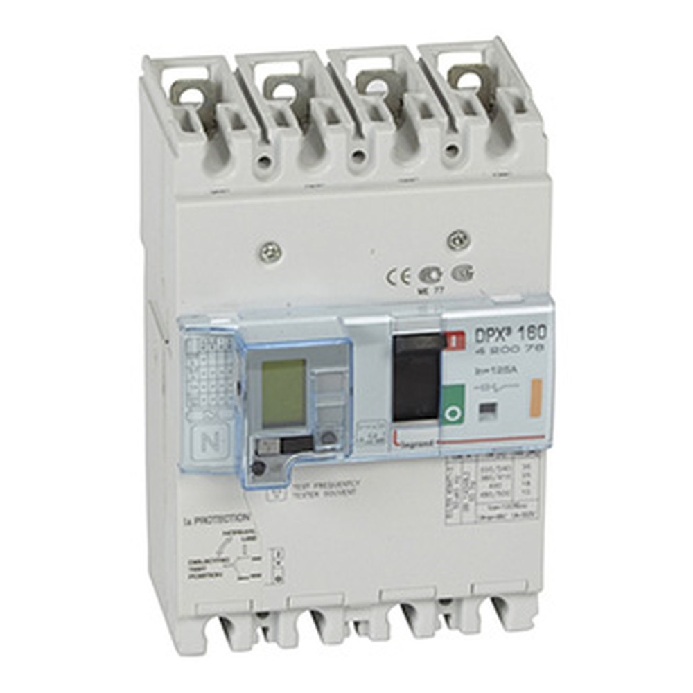 LEGRAND 420076Legrand DPX3 160 Kompakt Şalter - Termik manyetik - 4 kutup - Entegre kaçak akım modüllü - Icu(kA) 25 - In(A) 125Legrand DPX3 160 Kompakt Şalter - Termik manyetik - 4 kutup{ubercoelektromarket}