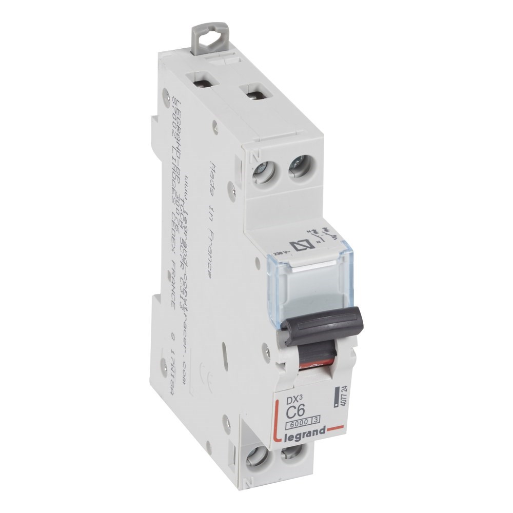 LEGRAND 407724Legrand DX3 6 kA Otomatik Sigortalar - C tipi - 1 kutup+nötr* - In(A) 6Legrand DX3 6 kA Otomatik Sigortalar - C tipi - 1{ubercoelektromarket}