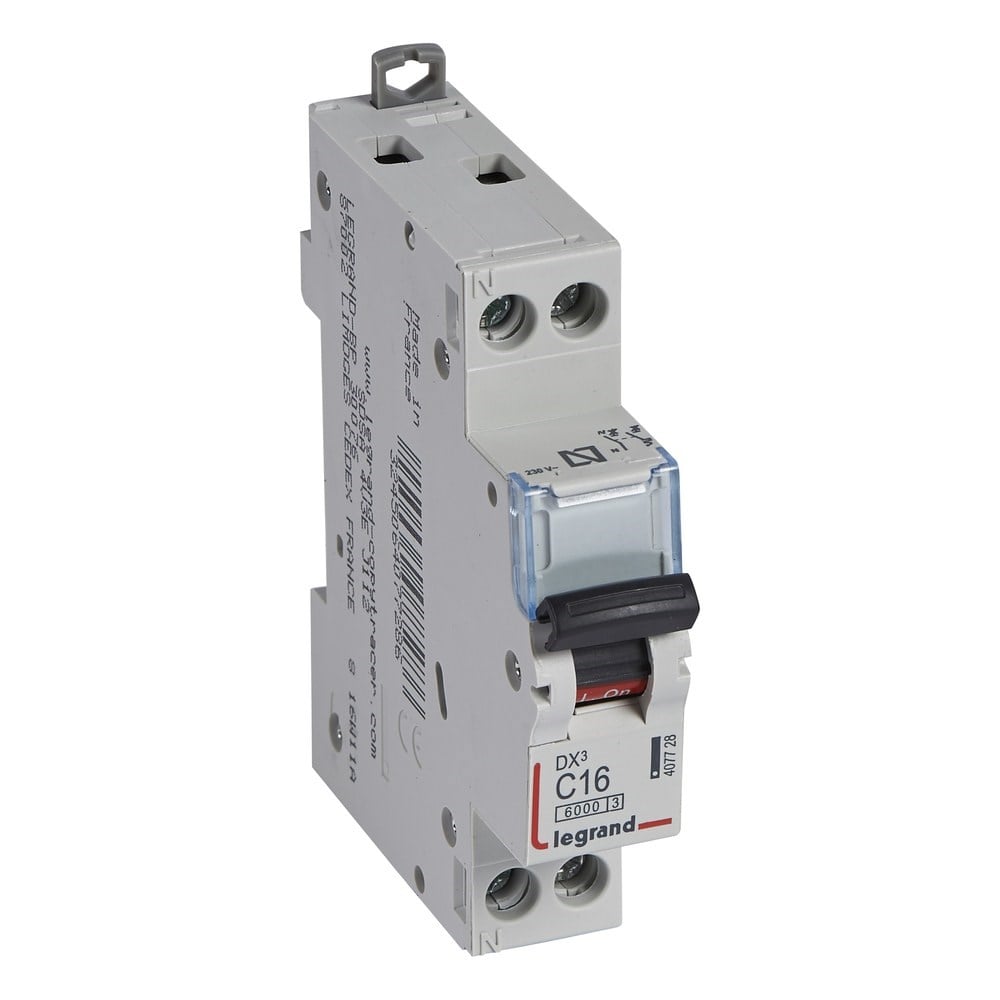 LEGRAND 407728Legrand DX3 6 kA Otomatik Sigortalar - C tipi - 1 kutup+nötr* - In(A) 16Legrand DX3 6 kA Otomatik Sigortalar - C tipi - 1{ubercoelektromarket}