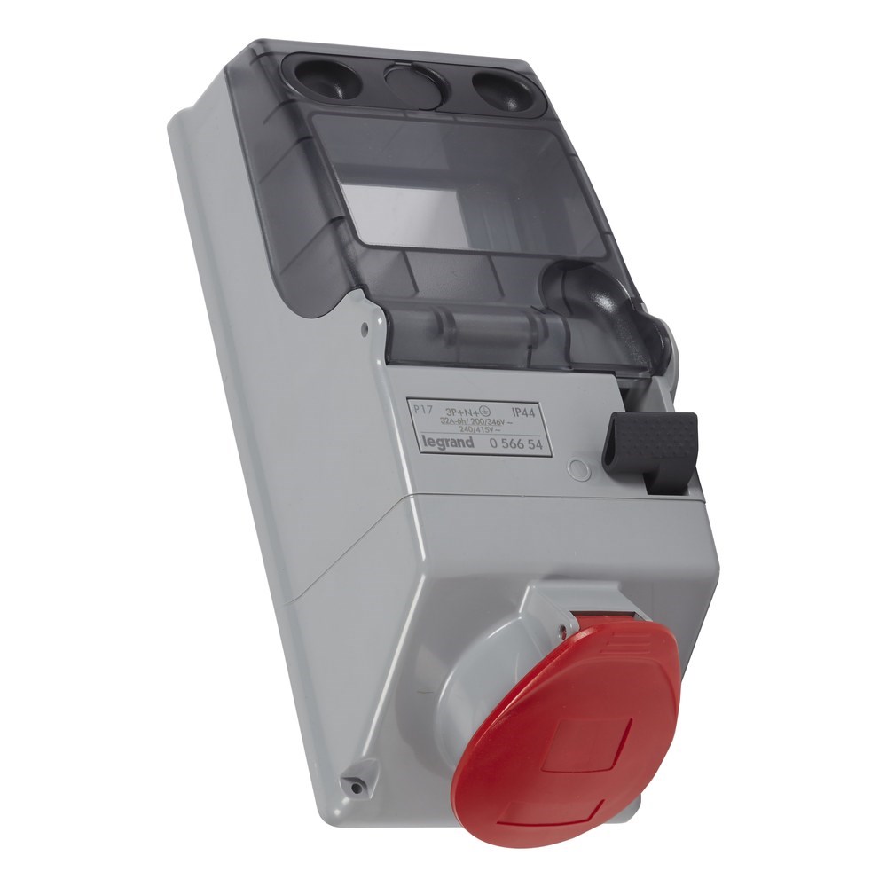 LEGRAND 056654Legrand P17 endüstriyel tip kilitli priz kutusu 200/250V 32A 3P+N+T IP44Legrand Kilitli priz kutusu 125x280, 400 V, 32A, 3P+N+T{ubercoelektromarket}