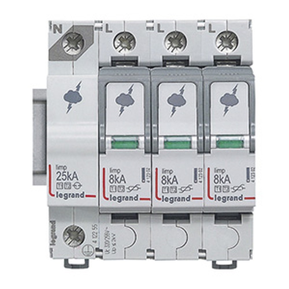 LEGRAND 412255Legrand Parafudr - Ana Dağıtım Pano - T1+T2 - Kutup: 3K+N - I total(kA) 10/350: 25 kA - Up: 1,5kV - Uc: 320V~Legrand Parafudr - Ana Dağıtım Pano - T1+T2 - Kutup: 3K+N{ubercoelektromarket}