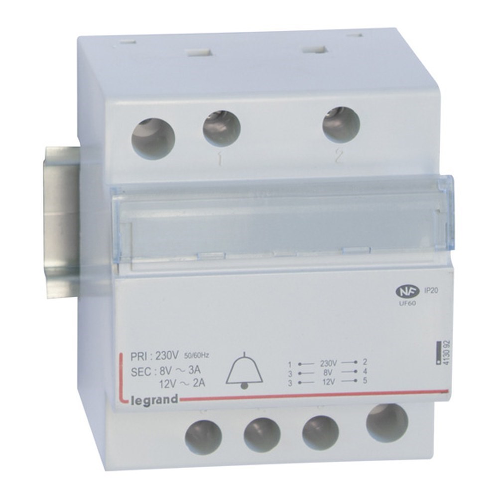LEGRAND 413092Legrand Raya montaj Etiketli zil trafosu 230/12V-8V AC 2modül Güç 24VALegrand Raya montaj Etiketli zil trafosu 230-12V-8V AC{ubercoelektromarket}