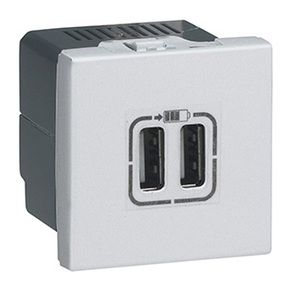 LEGRAND 079394Legrand Sistem Armada - İkili USB prizi, telefon şarjı için, 5V, 2,4A, A Tipi - AlüminyumLegrand Sistem Armada - İkili USB prizi, telefon şarjı{ubercoelektromarket}