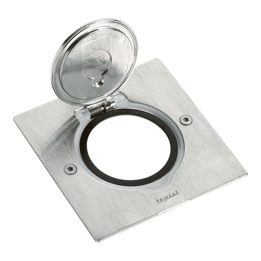 LEGRAND 089700Legrand Paslanmaz çelik IP44 IK08 korumalı donatılabilir tekli kare döşeme priziLegrand Tekli, kare{ubercoelektromarket}