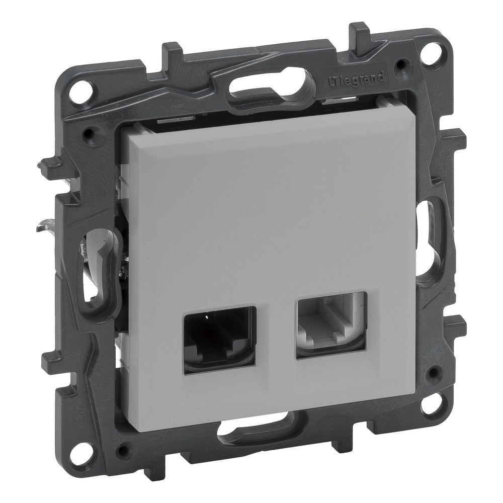 LEGRAND 768237Legrand Telefon ve Data Prizleri - RJ11 + RJ45 priz, Cat5e UTP - AlüminyumLegrand Telefon ve Data Prizleri - RJ11 + RJ45 priz, Cat5e{ubercoelektromarket}