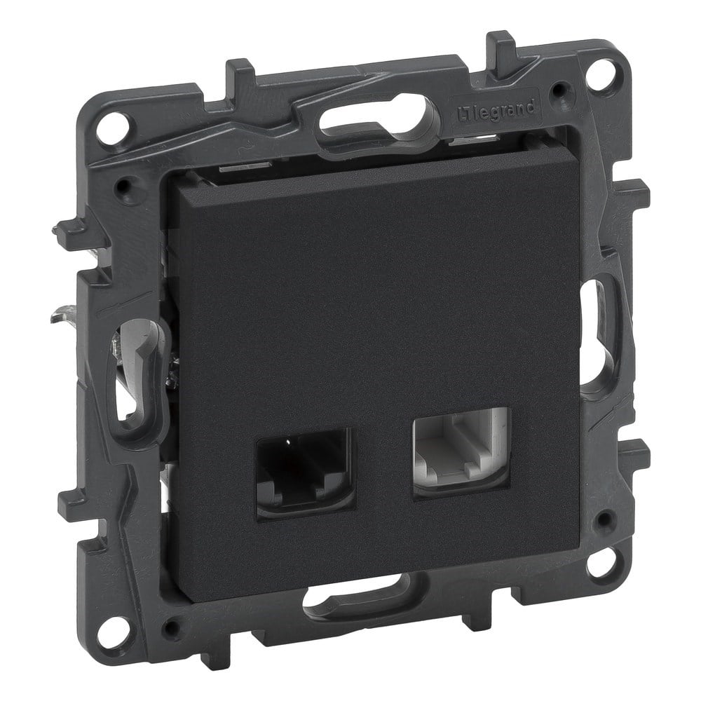 LEGRAND 768337Legrand Telefon ve Data Prizleri - RJ11 + RJ45 priz, Cat5e UTP - FümeLegrand Telefon ve Data Prizleri - RJ11 + RJ45 priz, Cat5e{ubercoelektromarket}