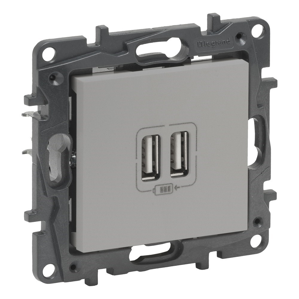 LEGRAND 768294Legrand USB Şarj Prizi - İkili USB şarj prizi, 2400mA - AlüminyumLegrand USB Şarj Prizi - İkili USB şarj prizi, 2400mA{ubercoelektromarket}