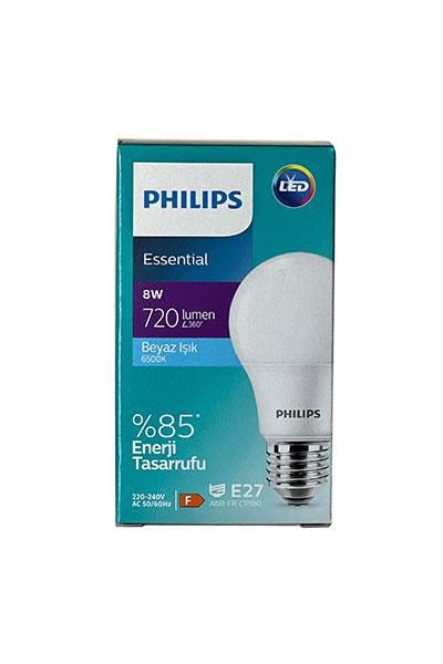 Philips 8W 720 Lümen E27 6500K Beyaz Işık %85 Enerji Tasaruflu
