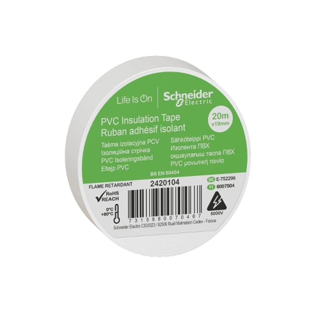 Schneider 2420104 19mmx20m Beyaz İzole Elektrik Bandı