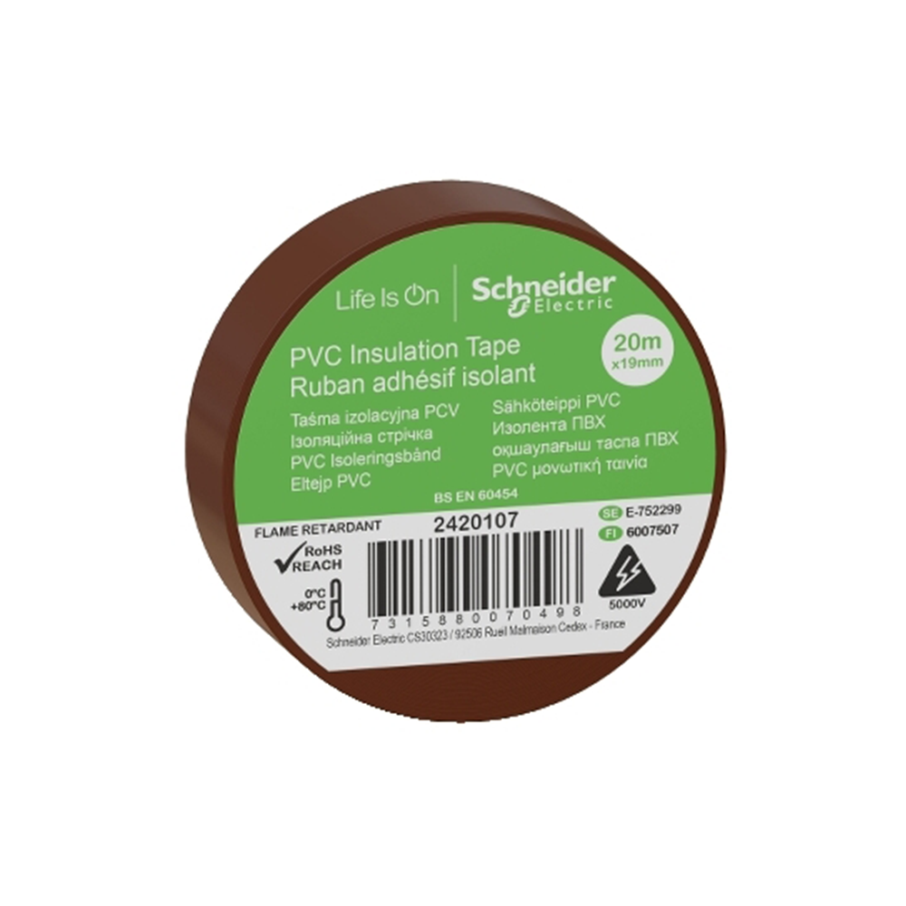 Schneider 2420107 19mmx20m Kahverengi İzole Elektrik Bandı