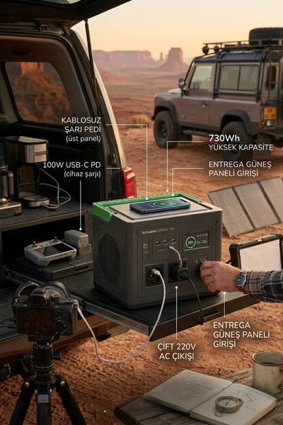 PPS730-GRSchneider PPS730-GR Taşınabilir Güç İstasyonu 730, 738Wh Lityum-iyon 3 USB-A, 2 USB-C, Kablosuz Şarj CihazıSchneider PPS730-GR Taşınabilir Güç İstasyonu 738Wh 700W Saf Sinüs Power Station{ubercoelektromarket}