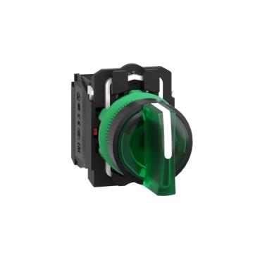 Schneider yeşil eksiksiz ışıklı mandal buton Ø22 3 konumlu sabit 1NA+1NK 230V