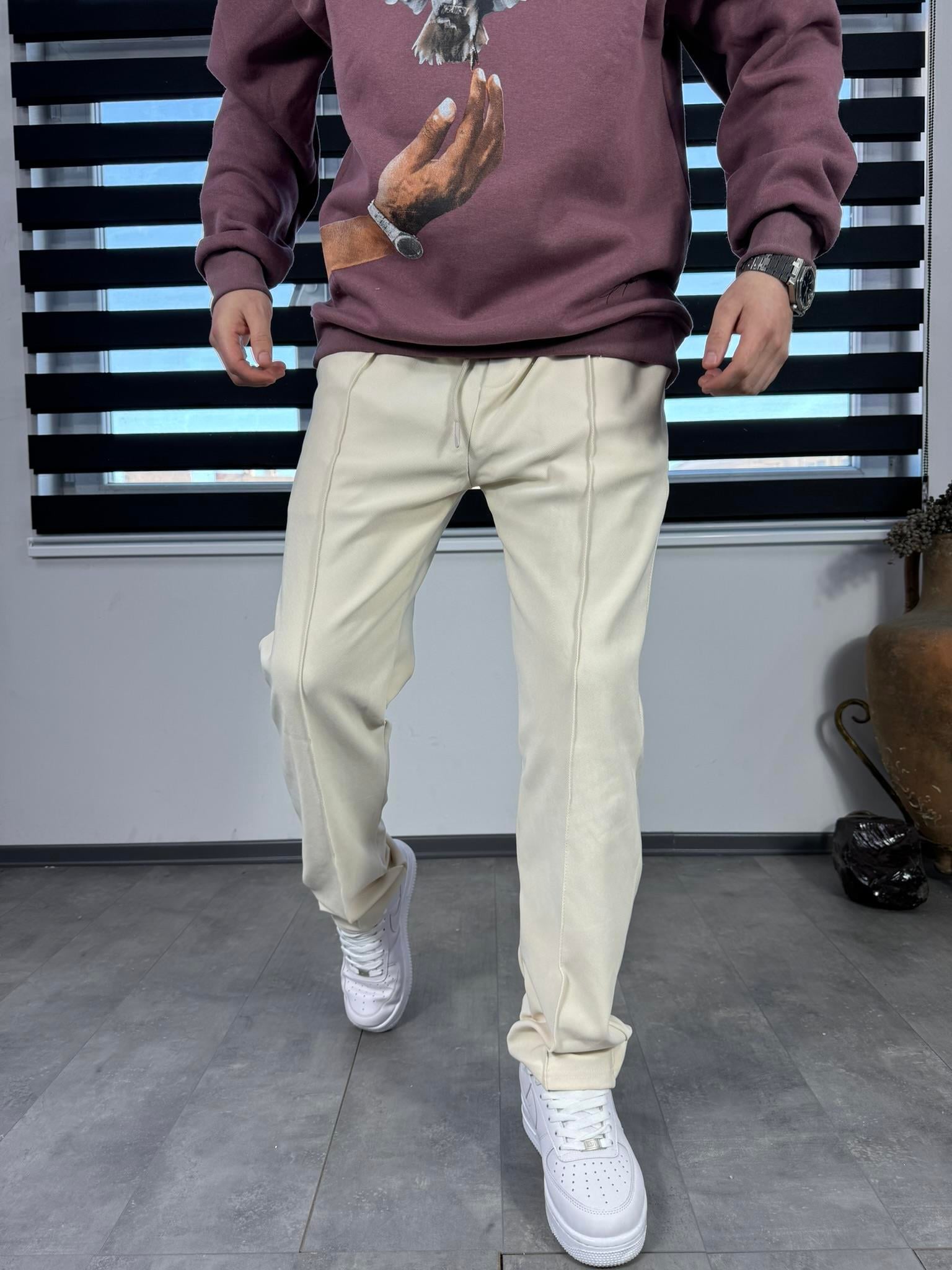 Beli Lastikli Baggy Pantolon Bej