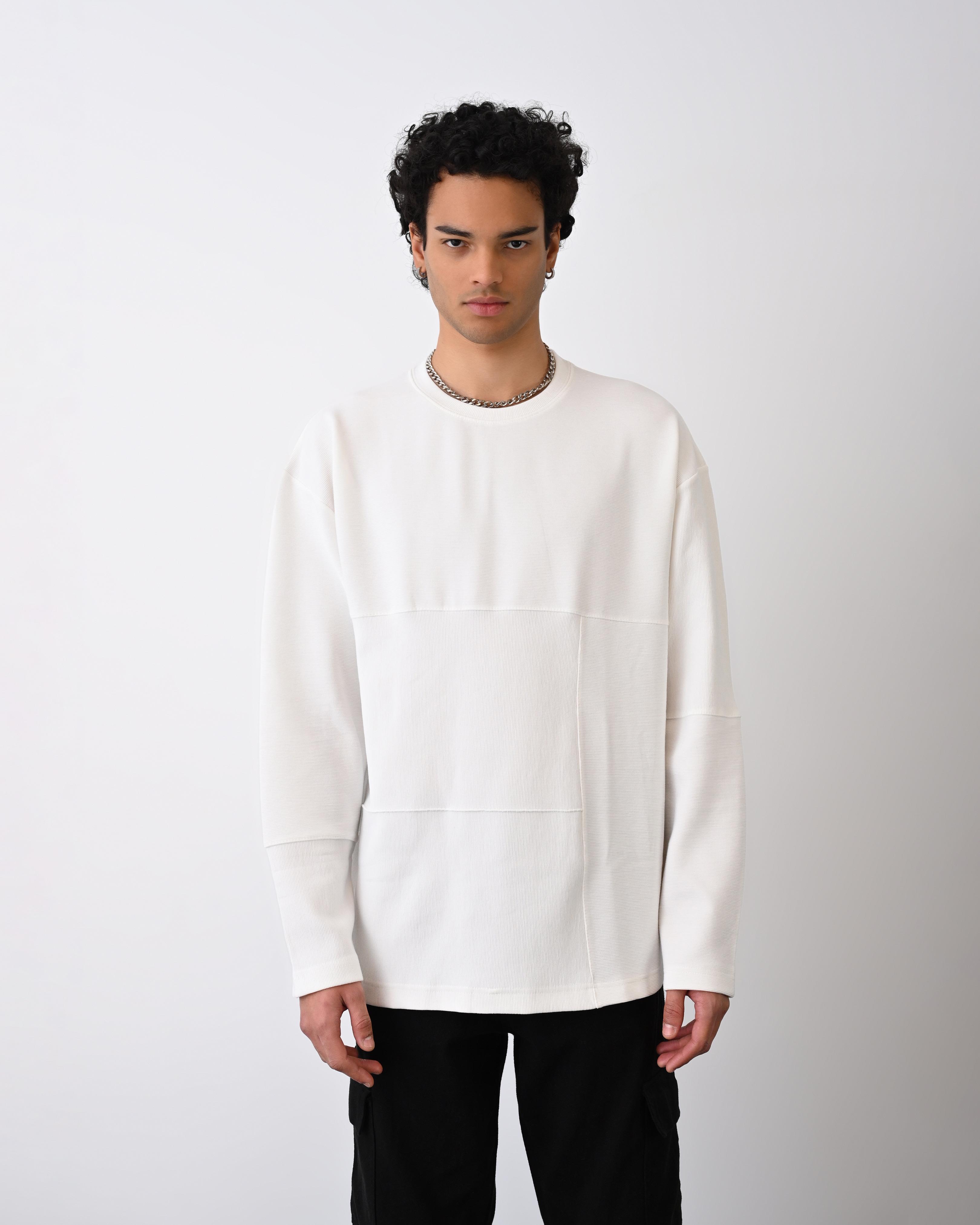 Desenli Basic Sweat Beyaz