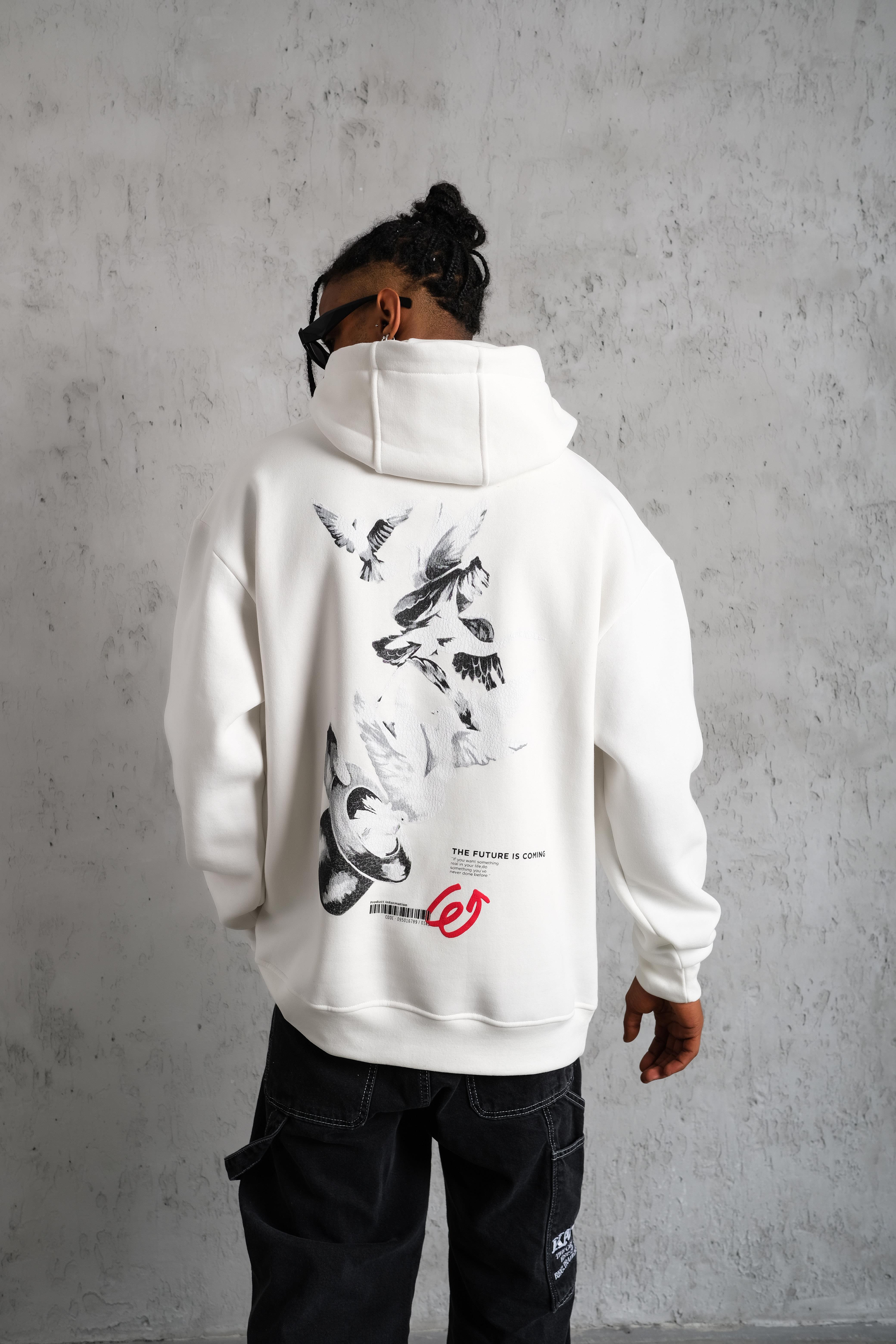 Future Desenli Sweatshirt Beyaz