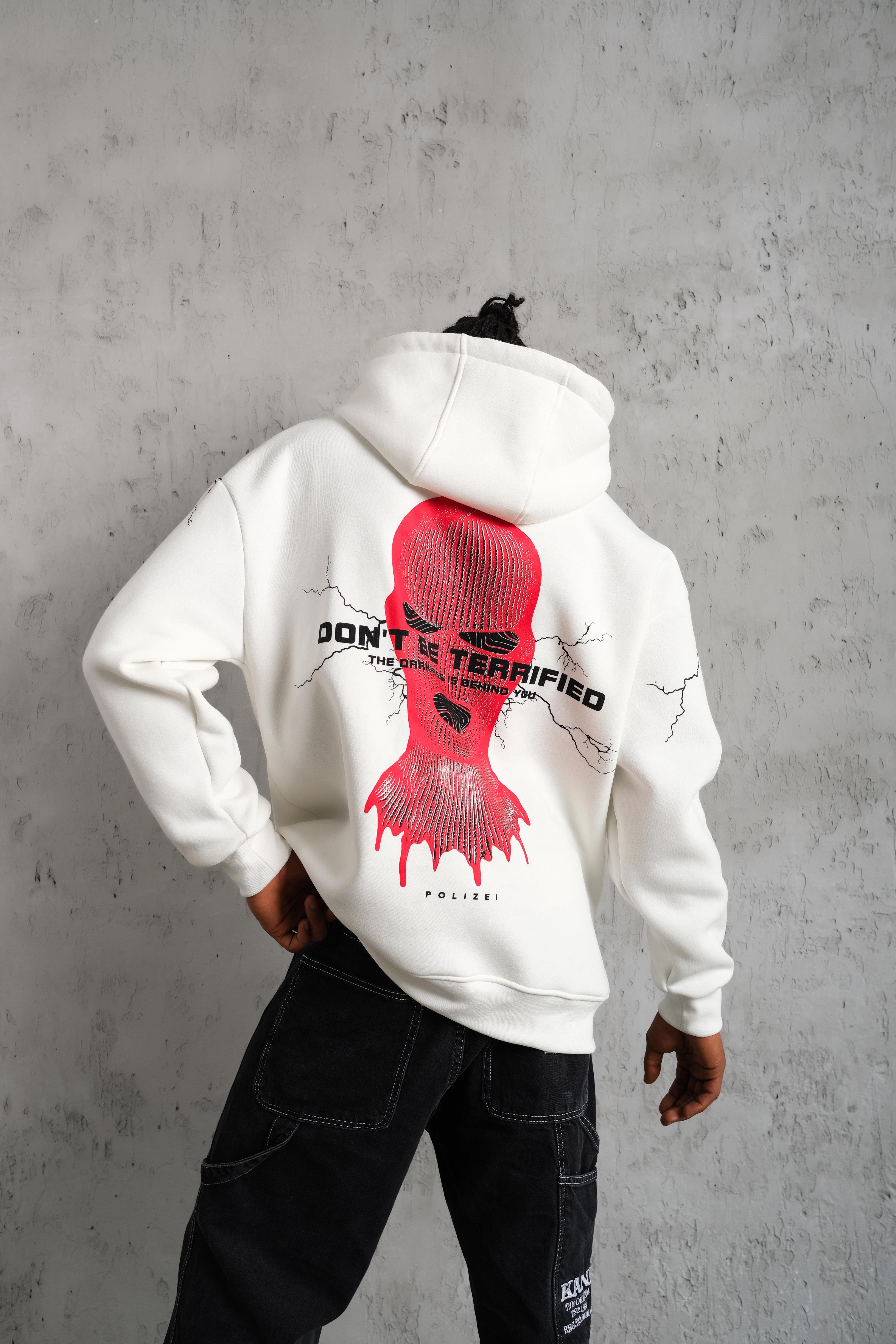 Kabartma Baskılı Sweatshirt Beyaz